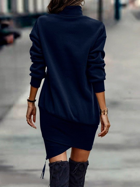 Winter Dresses Elegant Long Sleeve High Neck Dress - Gorgeous Feather