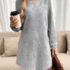Winter Dress Knitted Dress Long Sleeve Crew Neck - Gorgeous Feather