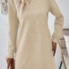 Winter Dress Knitted Dress Long Sleeve Crew Neck - Gorgeous Feather