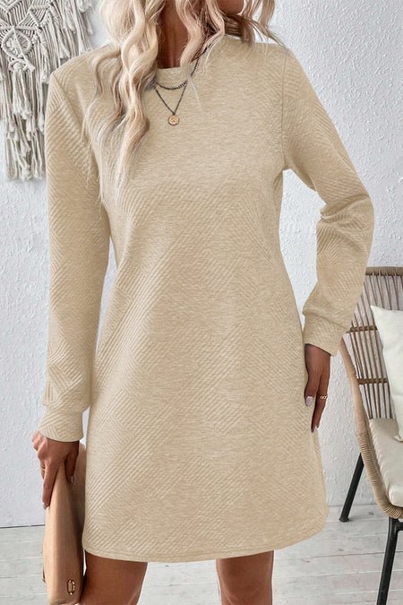 Winter Dress Knitted Dress Long Sleeve Crew Neck - Gorgeous Feather