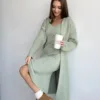Winter Dress Knitted Long Sleeve Dress Cardigan Set - Gorgeous Feather