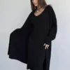 Winter Dress Knitted Long Sleeve Dress Cardigan Set - Gorgeous Feather
