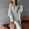 winterdressknittedlongsleevedresscardigansetgorgeousfeather515041 Winter Dress Knitted Long Sleeve Dress Cardigan Set Gorgeous Feather