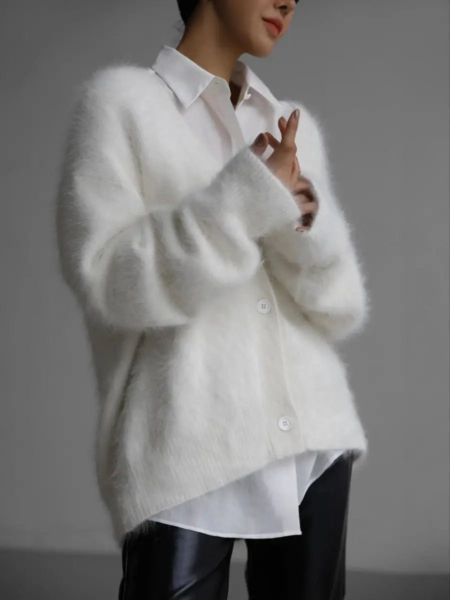 Winter Jacket | V - neck Long Sleeve Cardigan - Gorgeous Feather