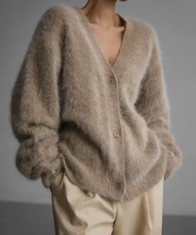 Winter Jacket | V - neck Long Sleeve Cardigan - Gorgeous Feather