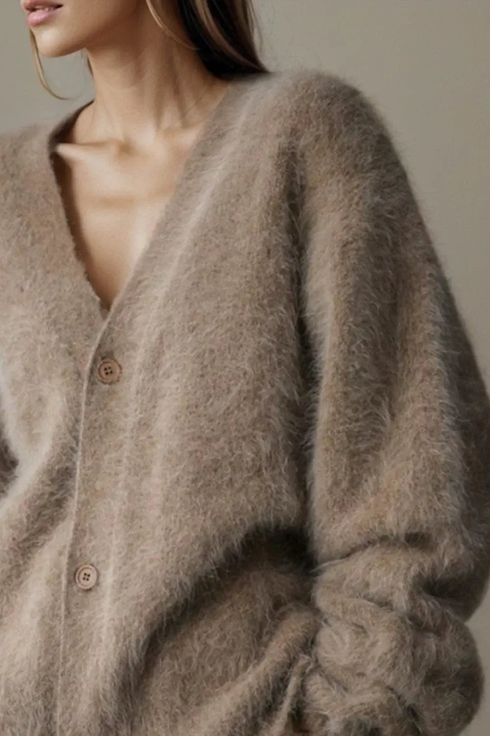Winter Jacket | V - neck Long Sleeve Cardigan - Gorgeous Feather