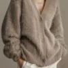 Winter Jacket | V - neck Long Sleeve Cardigan - Gorgeous Feather