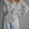 Winter Jacket | V - neck Long Sleeve Cardigan - Gorgeous Feather