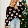 Winter Tops Christmas Cartoon Santa Knit Sweater - Gorgeous Feather