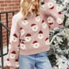Winter Tops Christmas Cartoon Santa Knit Sweater - Gorgeous Feather