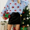 Winter Tops Christmas Cartoon Santa Knit Sweater - Gorgeous Feather