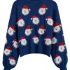 Winter Tops Christmas Cartoon Santa Knit Sweater - Gorgeous Feather