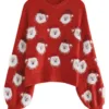 Winter Tops Christmas Cartoon Santa Knit Sweater - Gorgeous Feather