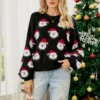 Winter Tops Christmas Cartoon Santa Knit Sweater - Gorgeous Feather