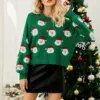Winter Tops Christmas Cartoon Santa Knit Sweater - Gorgeous Feather