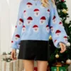 Winter Tops Christmas Cartoon Santa Knit Sweater - Gorgeous Feather