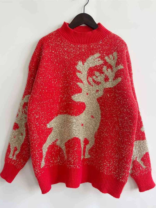 Winter Tops Snowflake Elk Funny Christmas Sweater - Gorgeous Feather