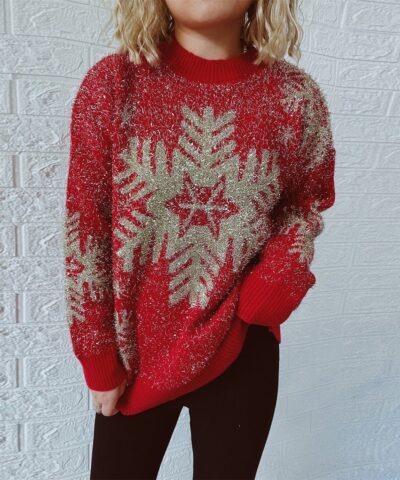 Winter Tops Snowflake Elk Funny Christmas Sweater