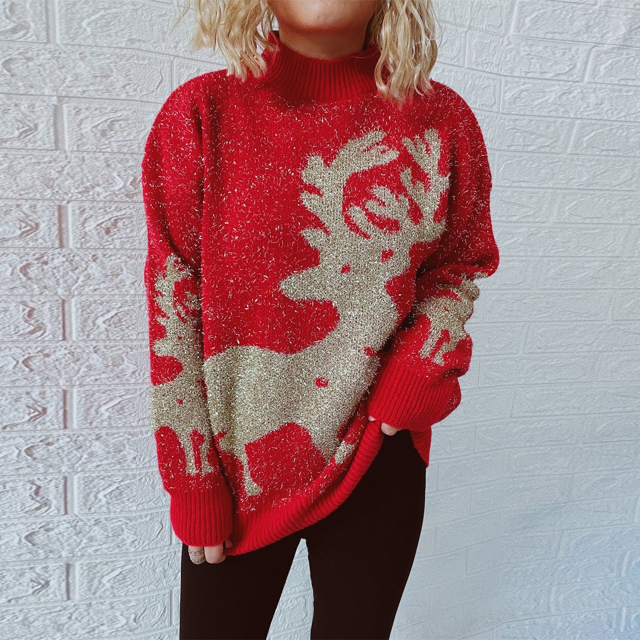 Winter Tops Snowflake Elk Funny Christmas Sweater - Gorgeous Feather