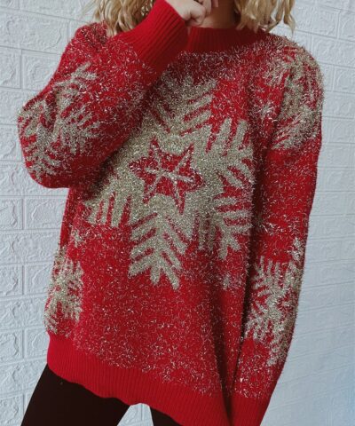 Winter Tops Snowflake Elk Funny Christmas Sweater - Gorgeous Feather