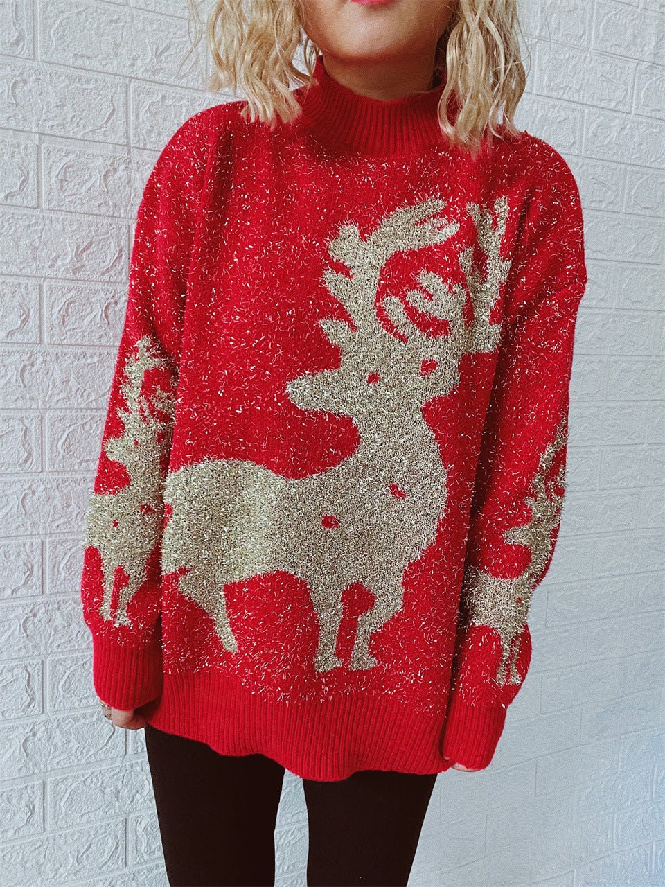 Winter Tops Snowflake Elk Funny Christmas Sweater - Gorgeous Feather