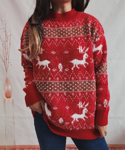Winter Tops Snowflake Funny Christmas Sweater with Scarf - Gorgeous Feather