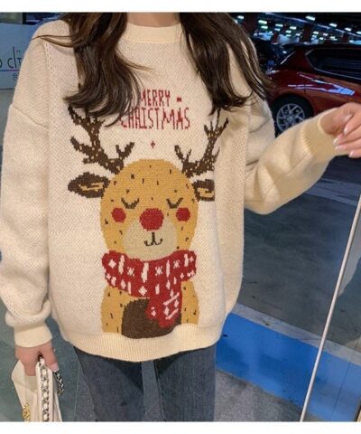 Winter Top Women's Padded Christmas Elk Sweater - Gorgeous Feather