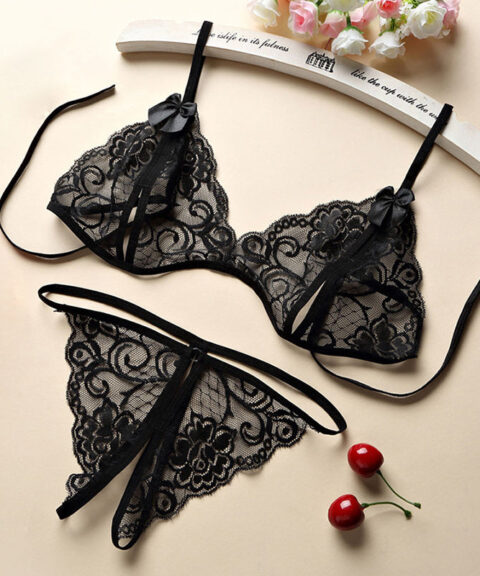 Sheer Lace Triangle Lingerie Set