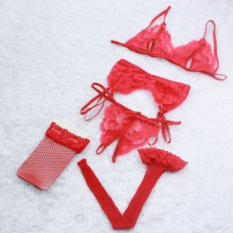 Sheer Lace Triangle Lingerie Set Gorgeous Feather Sheer Lace Triangle Lingerie Set - Image 6