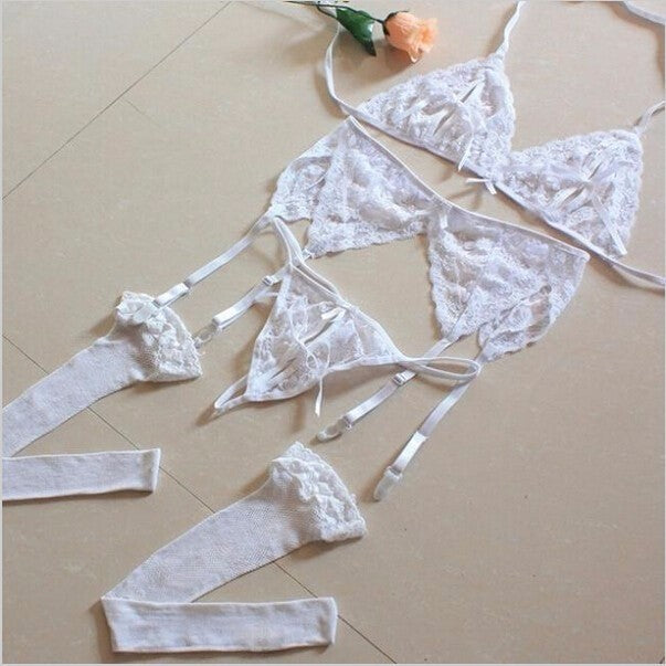 Sheer Lace Triangle Lingerie Set Gorgeous Feather Sheer Lace Triangle Lingerie Set - Image 7