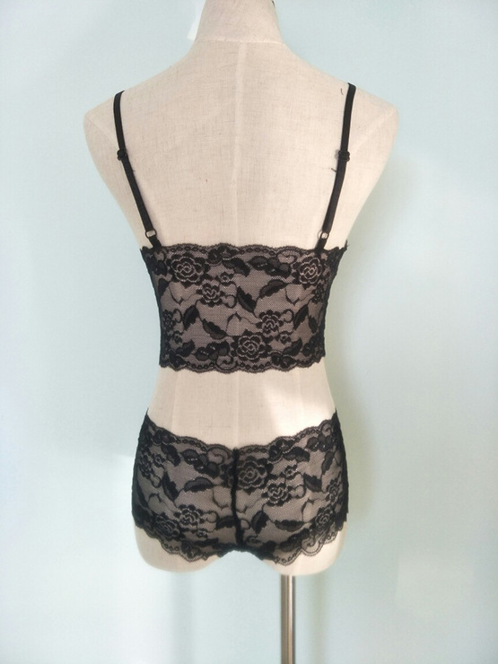 Longline Lace Bralette and Briefs Set Gorgeous Feather Longline Lace Bralette and Briefs Set