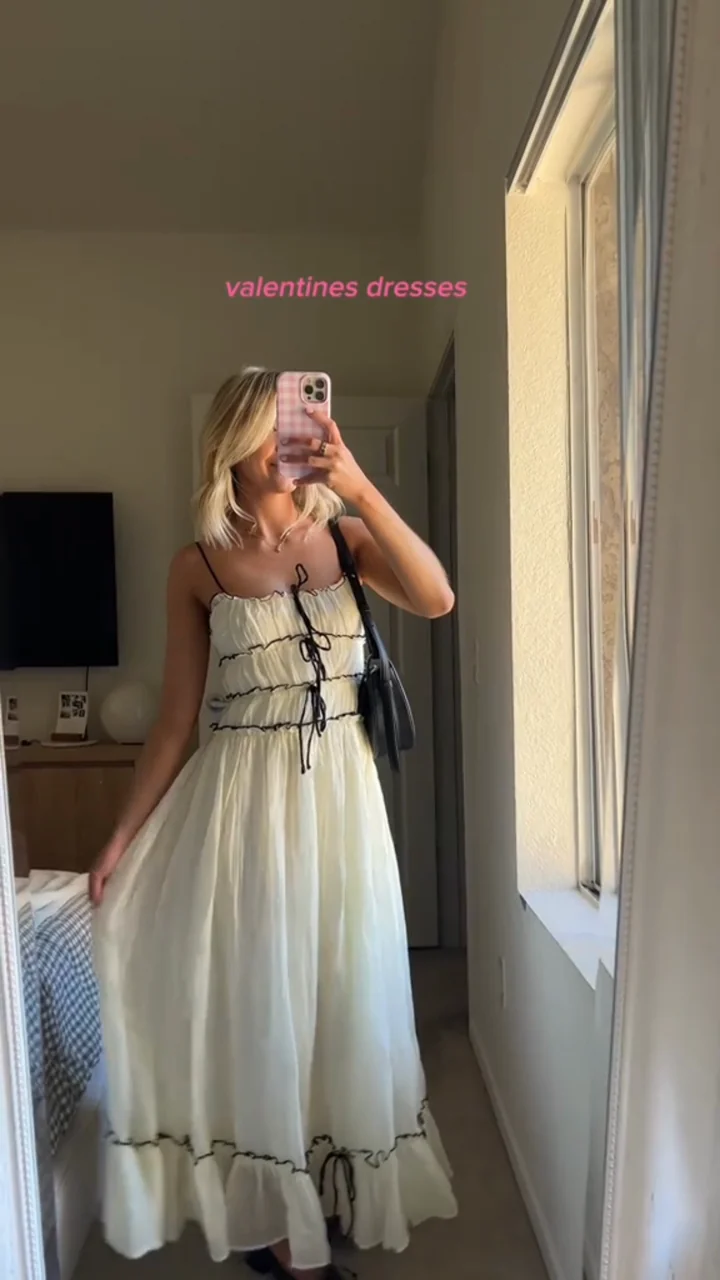 Bow Detail Strappy Midi Dress — White video