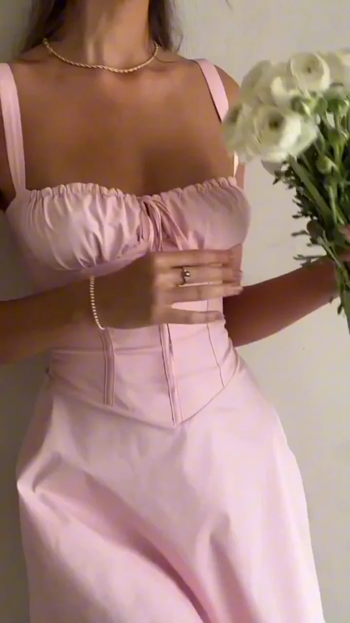 Ruched Tie-Front A-Line Mini Dress — Pink video