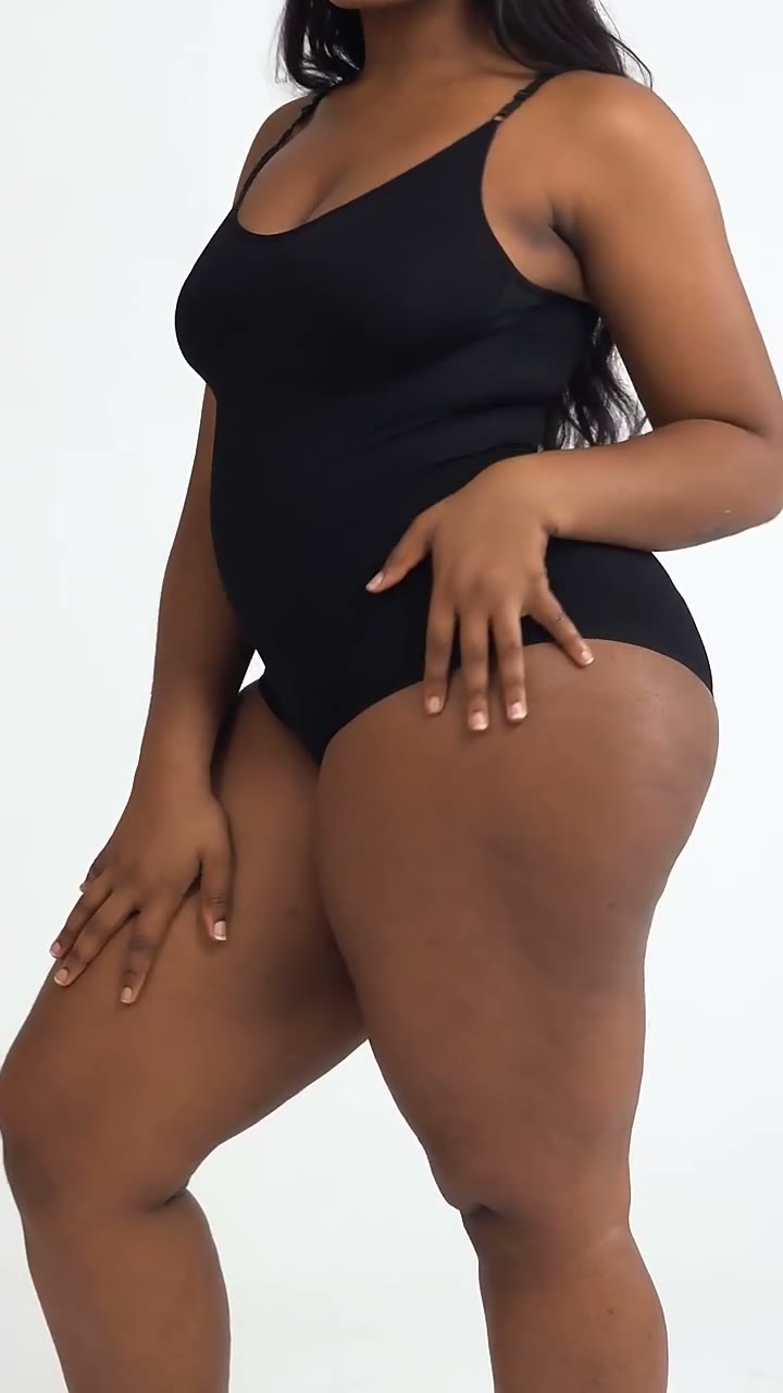 Scoop Neck Shapewear Bodysuit — Black video