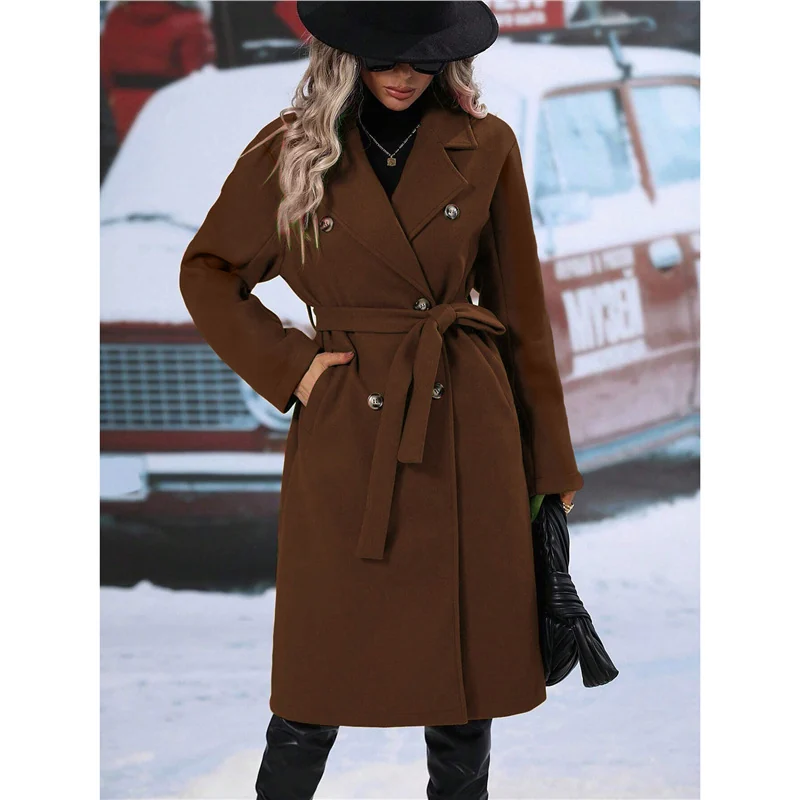 Belted Double-Breasted Trench Coat Gorgeous Feather Belted Double-Breasted Trench Coat - Image 5