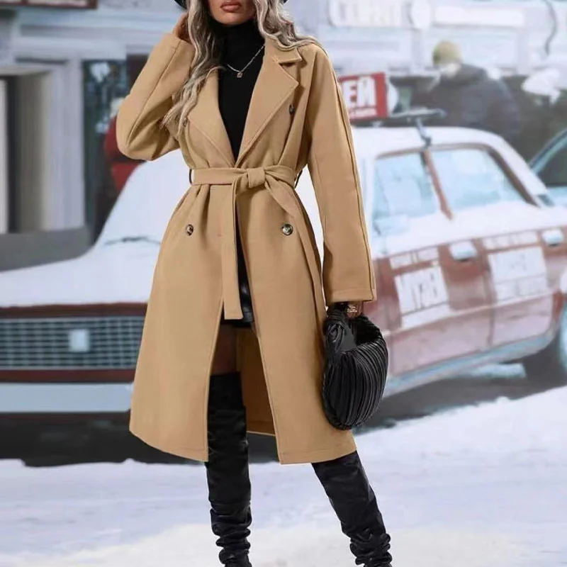 Belted Double-Breasted Trench Coat Gorgeous Feather Belted Double-Breasted Trench Coat - Image 8