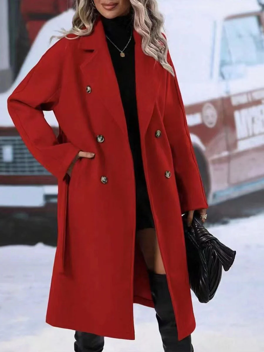 Belted Double-Breasted Trench Coat Gorgeous Feather Belted Double-Breasted Trench Coat - Image 9