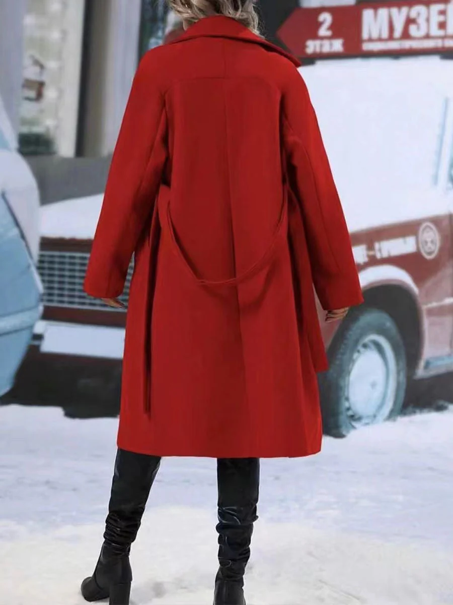 Belted Double-Breasted Trench Coat Gorgeous Feather Belted Double-Breasted Trench Coat - Image 10