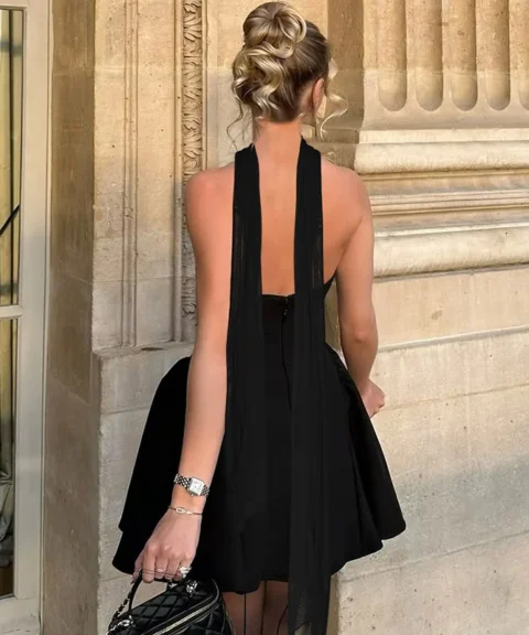 Halter-Neck A-Line Mini Dress