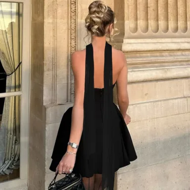 Halter-Neck A-Line Mini Dress