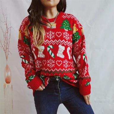 Christmas Motif Knit Sweater